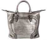 Alexander McQueen Silver Metallic Leather Tote