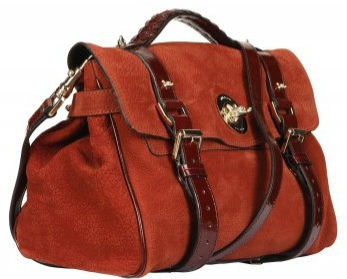 Mulberry Fox Lock Maxi Grain Nubuck Satchel Red/Brown Mulberry Fox Lock Maxi Grain Nubuck Satchel
